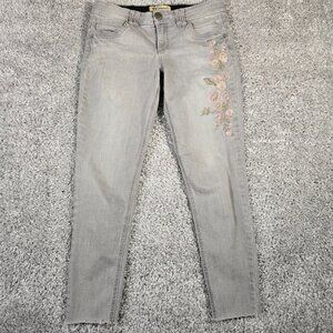 Democracy Womens Ab Technology Skinny Jeans Size 6 Stretch‎ Raw Hem Embroidered